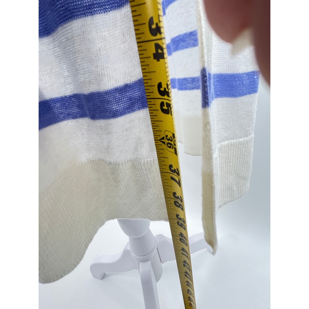 Talbots Linen Blend Blue Stripe Long Cardigan Duster Lightweight Coastal M - Picture 7 of 9